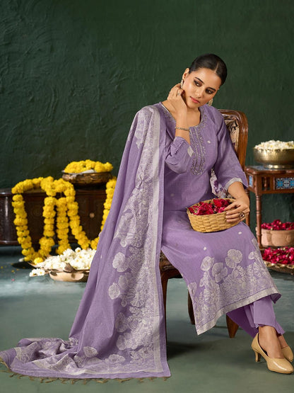 Dhiyona KL Women Floral Embroidered Regular Thread Work Kurta With Palazzos & Dupatta