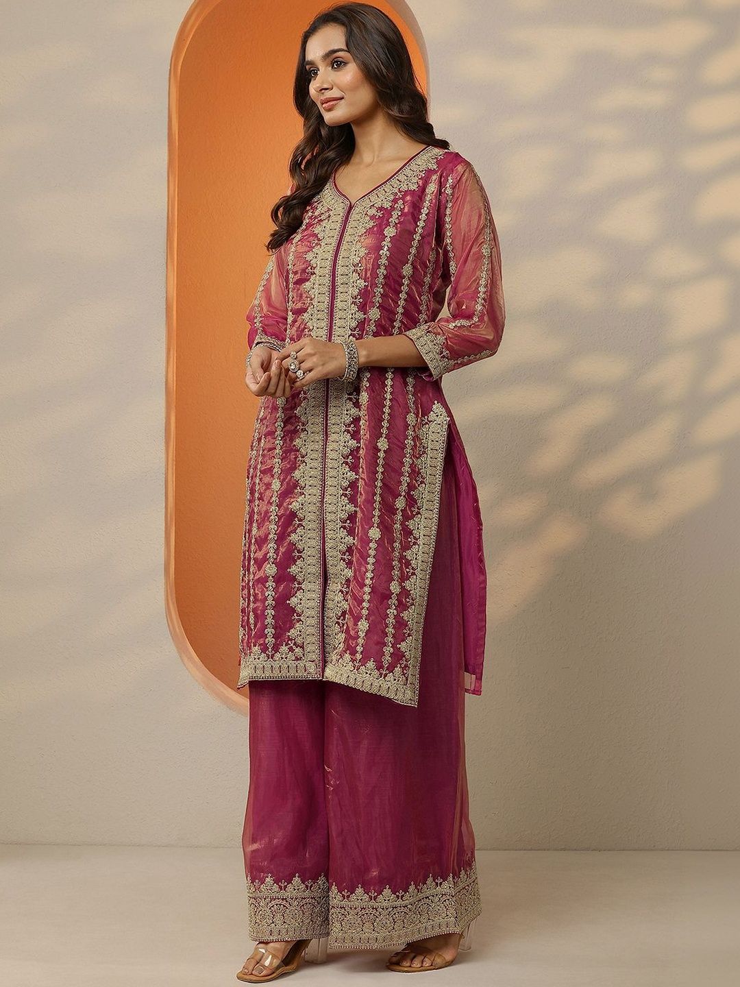 Dhiyona LL Women Ethnic Motifs Embroidered Regular Kurta with Palazzos & With Dupatta