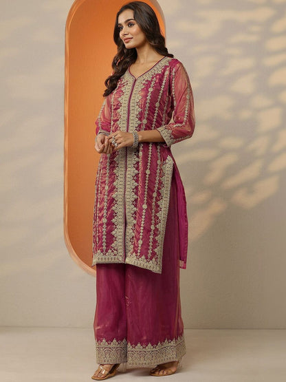 Dhiyona LL Women Ethnic Motifs Embroidered Regular Kurta with Palazzos & With Dupatta