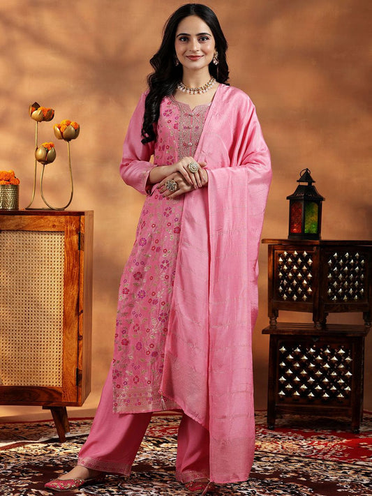 Dhiyona LL Women Floral Regular Kurta with Palazzos & With Dupatta