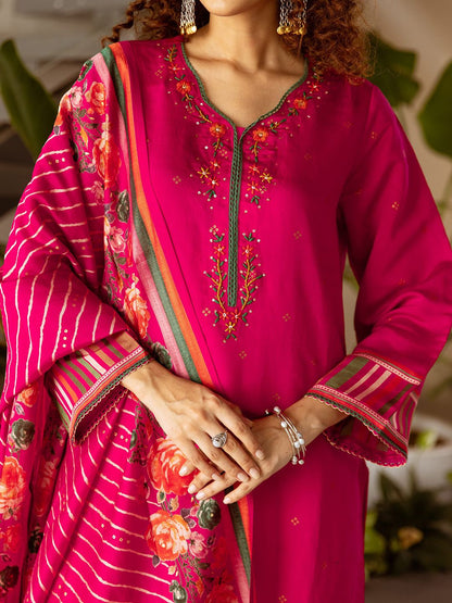 Dhiyona KL Women Floral Printed Sequinned Kurta with Palazzos & Dupatta