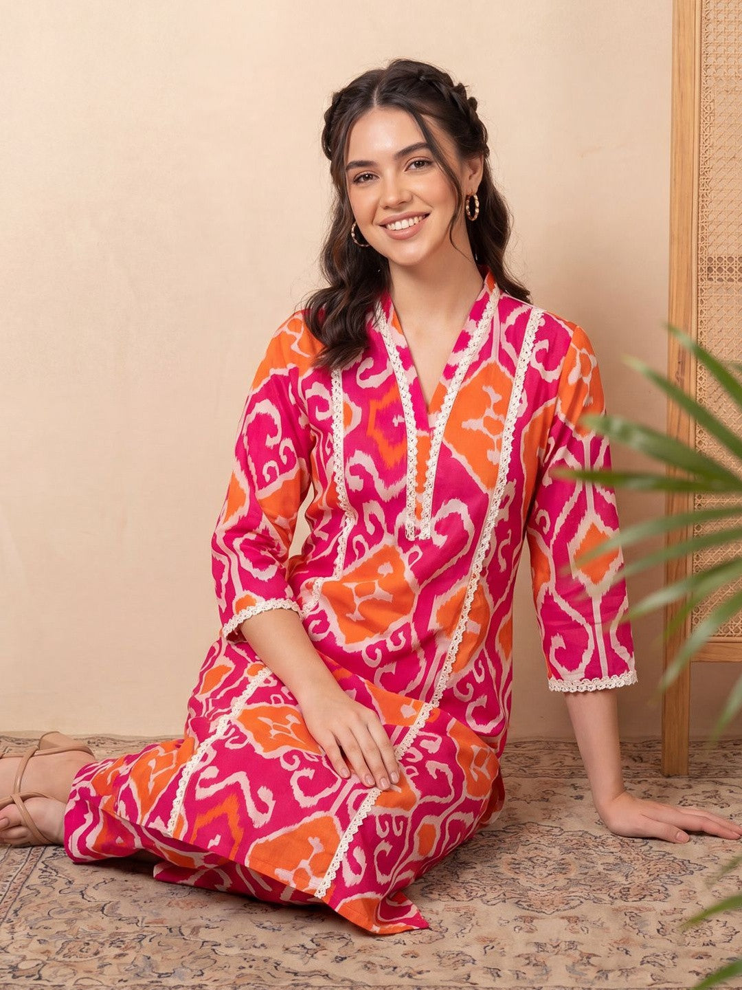 Women Ethnic Motifs Printed Regular Pure Cotton Kurta with Trousers
