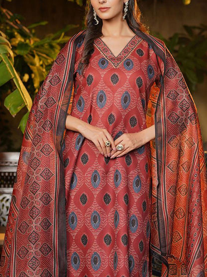 Dhiyona KL Women Ethnic Motifs Printed Kurta with Trousers & Dupatta