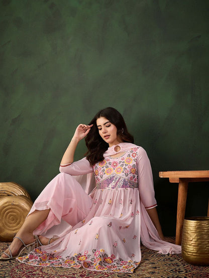 Dhiyona SN Embroidered Kurta, Palazzo With Dupatta
