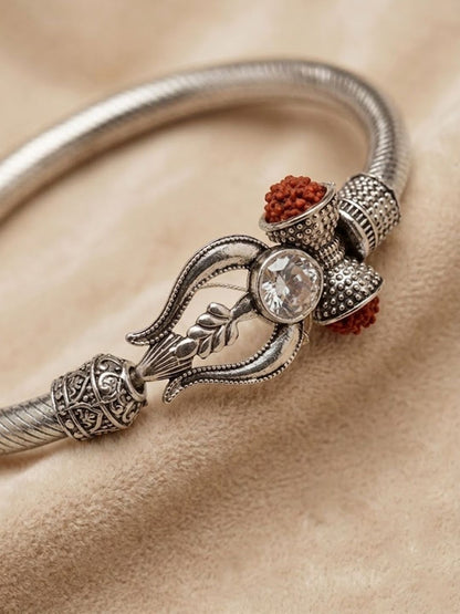 Dhiyona Silver Plated Trishool Design Rudraksh Rakhi Bracelet