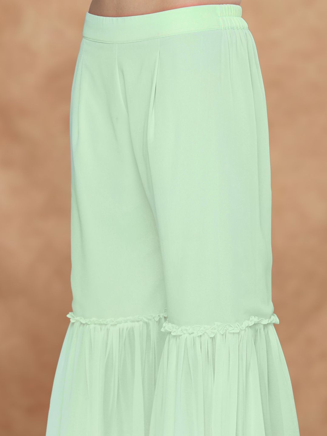 Dhiyona SN Women Sequin Embroidered Tassel-Detail Straight Kurta & Sharara With Dupatta