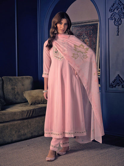 Dhiyona CH Women Embroidered Kurta Set with Printed Dupatta