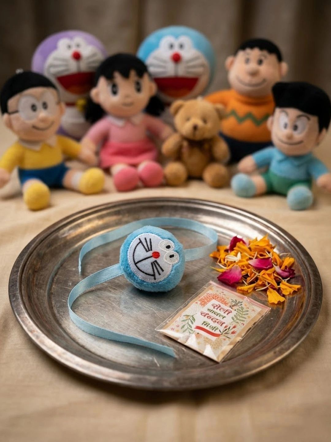 Dhiyona Kids Doremon Design Thread Rakhi With Roli Chawal Chandan Mishri
