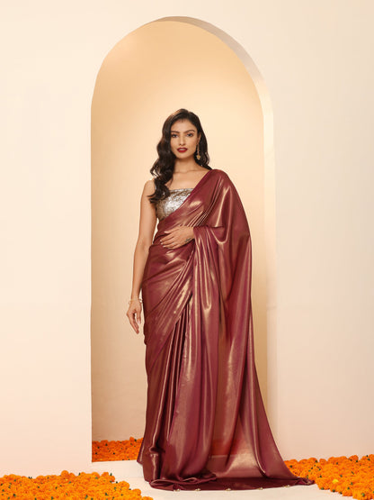 Dhiyona ST Wine Gold Chiffon Saree