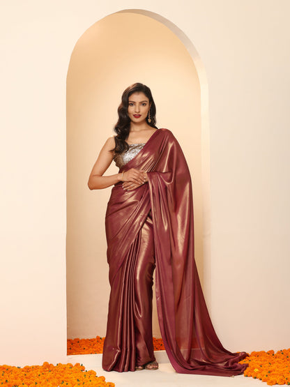 Dhiyona ST Wine Gold Chiffon Saree