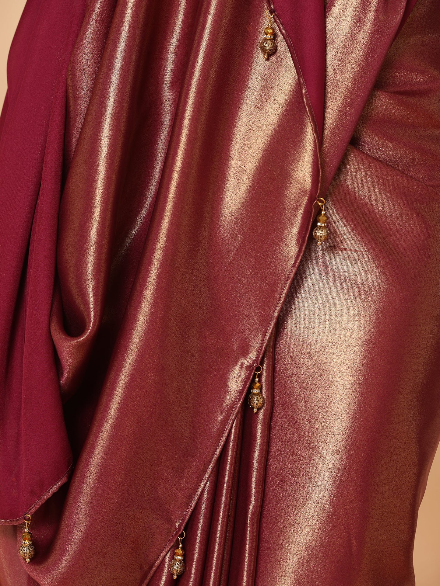 Dhiyona ST Wine Gold Chiffon Saree
