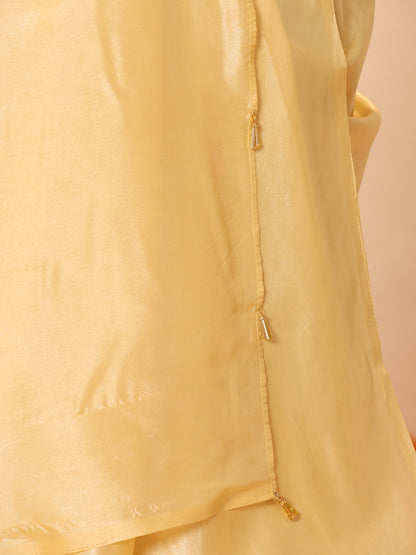 Dhiyona ST Flax Yellow Silken Saree with Jacqaurd Blouse Fabric