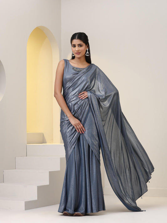 Dhiyona ST Show Steel-Er Grey Knit Dress Saree