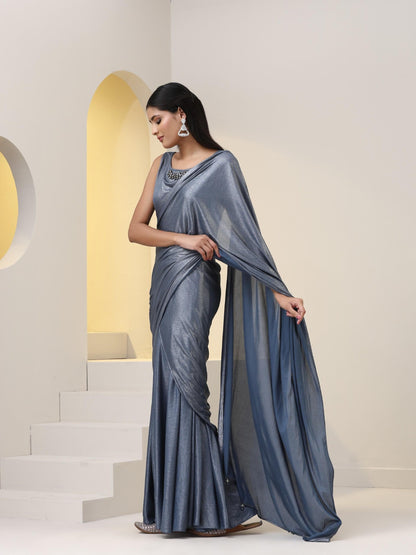 Dhiyona ST Show Steel-Er Grey Knit Dress Saree