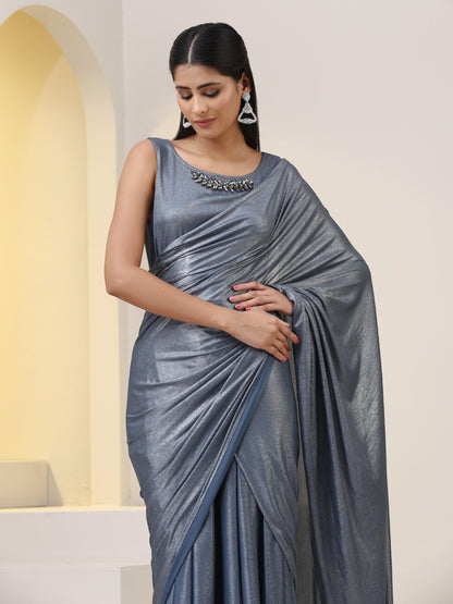 Dhiyona ST Show Steel-Er Grey Knit Dress Saree