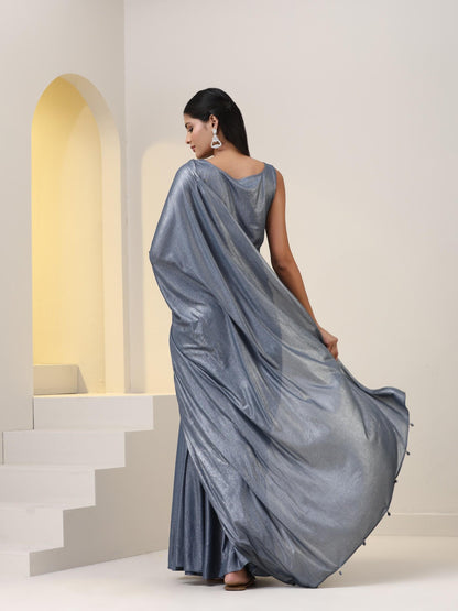 Dhiyona ST Show Steel-Er Grey Knit Dress Saree