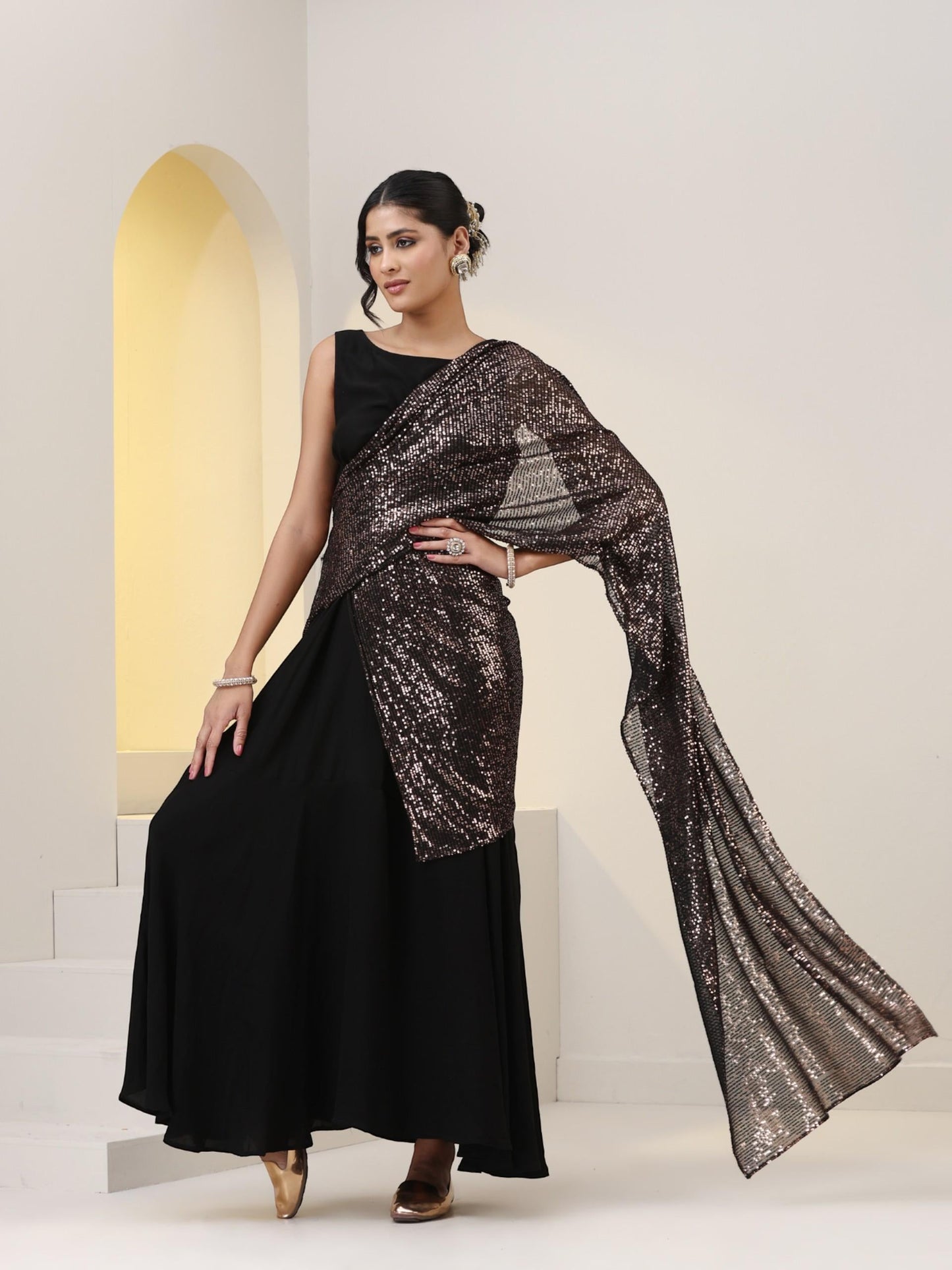 Dhiyona ST Splendour Korean Dress with Sequin Pallu