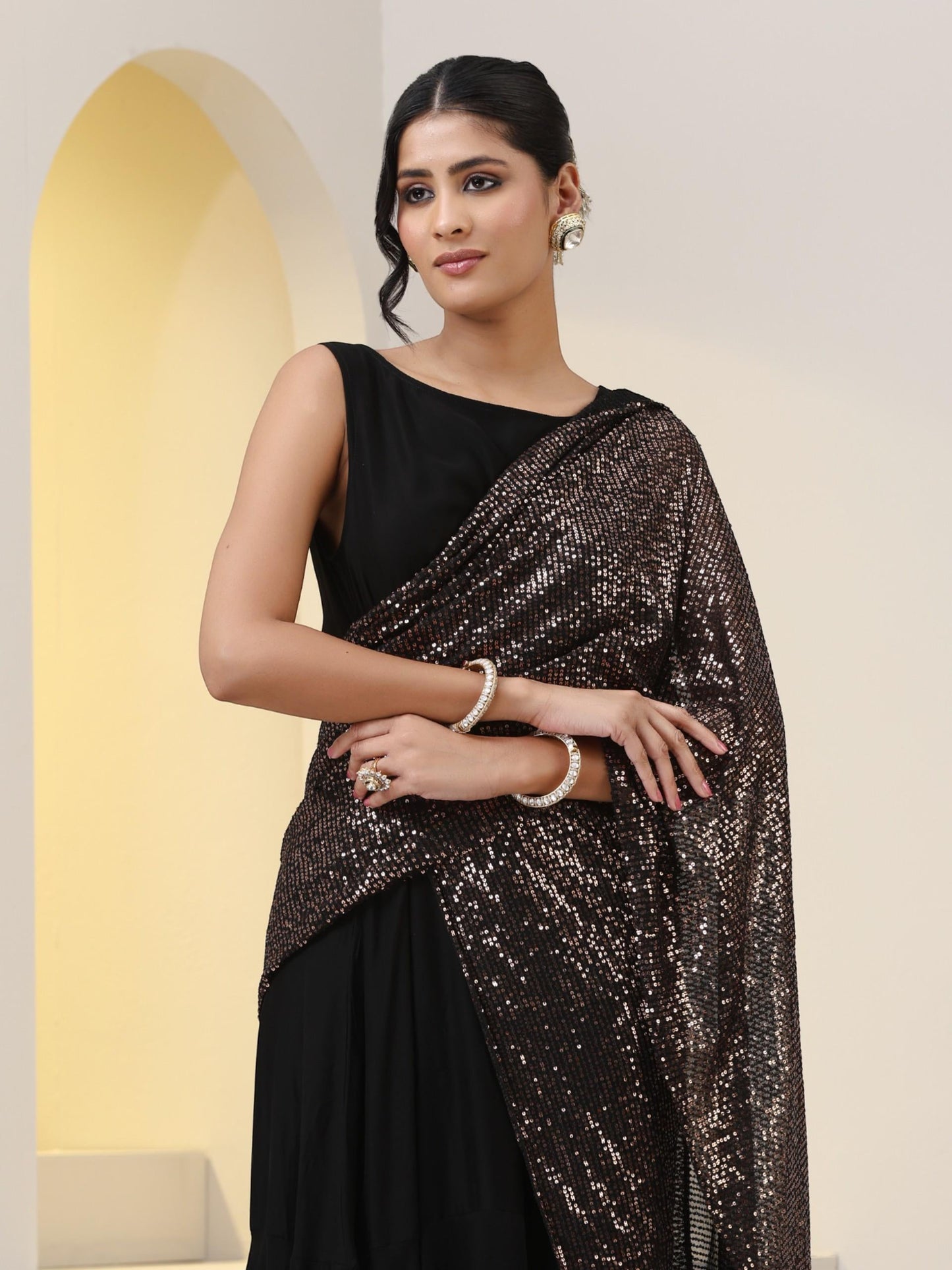 Dhiyona ST Splendour Korean Dress with Sequin Pallu