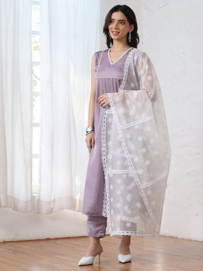 Dhiyona ST Women’s White Embroidered and Laced Organza Dupatta | 1 Pc, Flower Embroidery with Laces , Festive Party Wear
