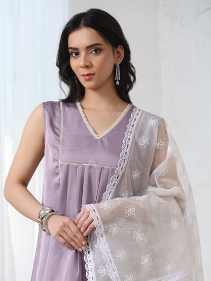 Dhiyona ST Women’s White Embroidered and Laced Organza Dupatta | 1 Pc, Flower Embroidery with Laces , Festive Party Wear