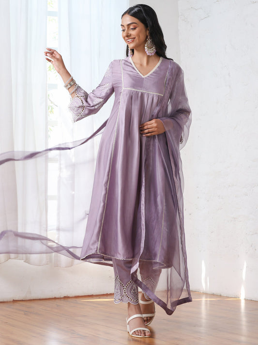 Dhiyona ST Women’s Lilac Glass Tissue Dupatta | 1 Pc, Casual Wear, Festive Party Wear