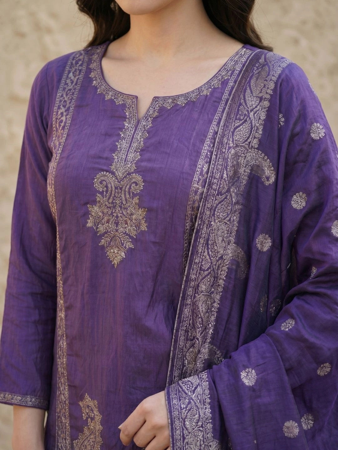 Women Ethnic Motifs Embroidered Regular Kurta with Sharara & With Dupatta