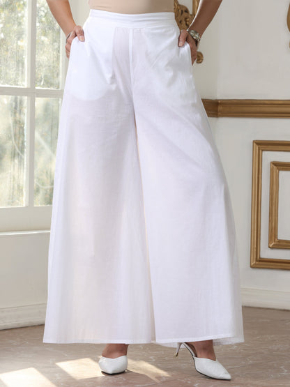 Dhiyona ST Women’s White Palazzo | 1 Pc, 100% Cotton Cambric Fabric, Casual Wear