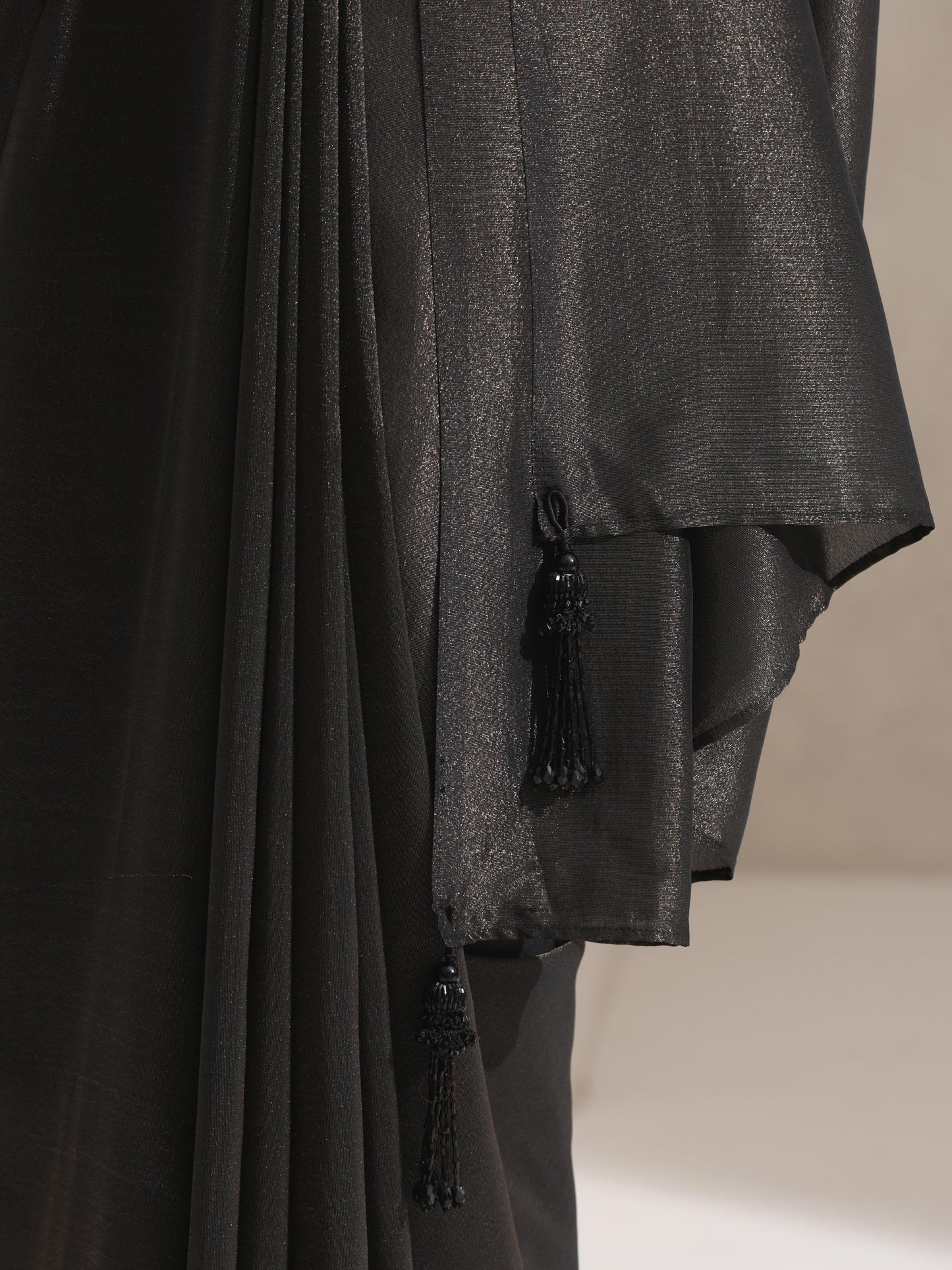 Dhiyona ST Black Woven Gold Saree with Pendants