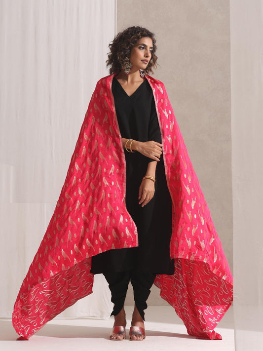 Dhiyona ST Fuchsia Bird Jacquard Dupatta
