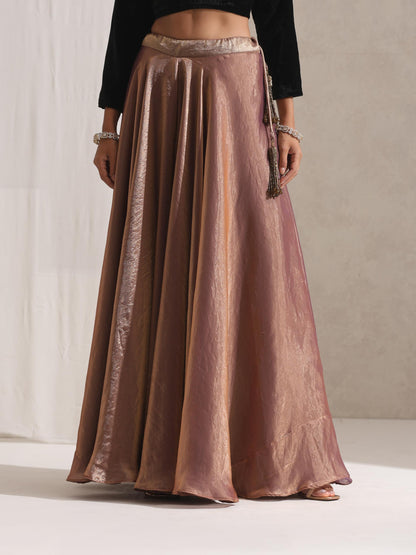 Dhiyona ST Women's Arabian Glamour Gold Metallic Sharara with Velvet Blouse and Beaded Black Shawl 3 Piece Set | Sharara, V Neck, Full Sleeve, Shawl, Festive Wear, (Metallic Velvet)