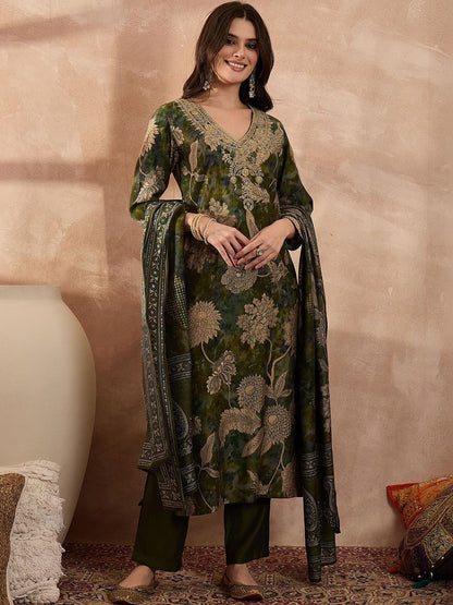 Dhiyona KL Women Floral Printed Regular Kurta with Palazzos & With Dupatta
