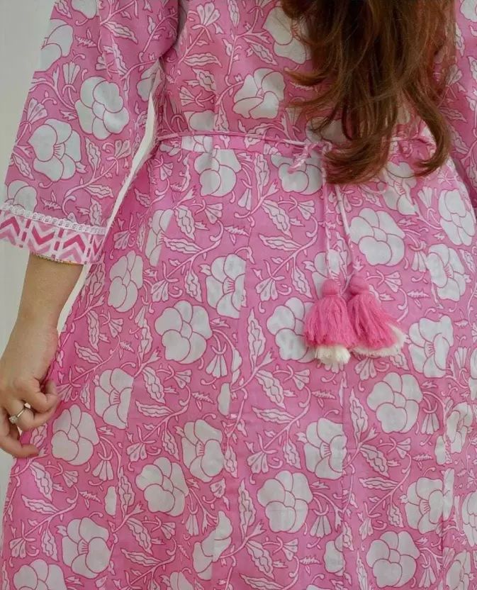 Dhiyona KL Women Floral Printed Regular Mirror Work Pure Cotton Kurta with Palazzos & Dupatta