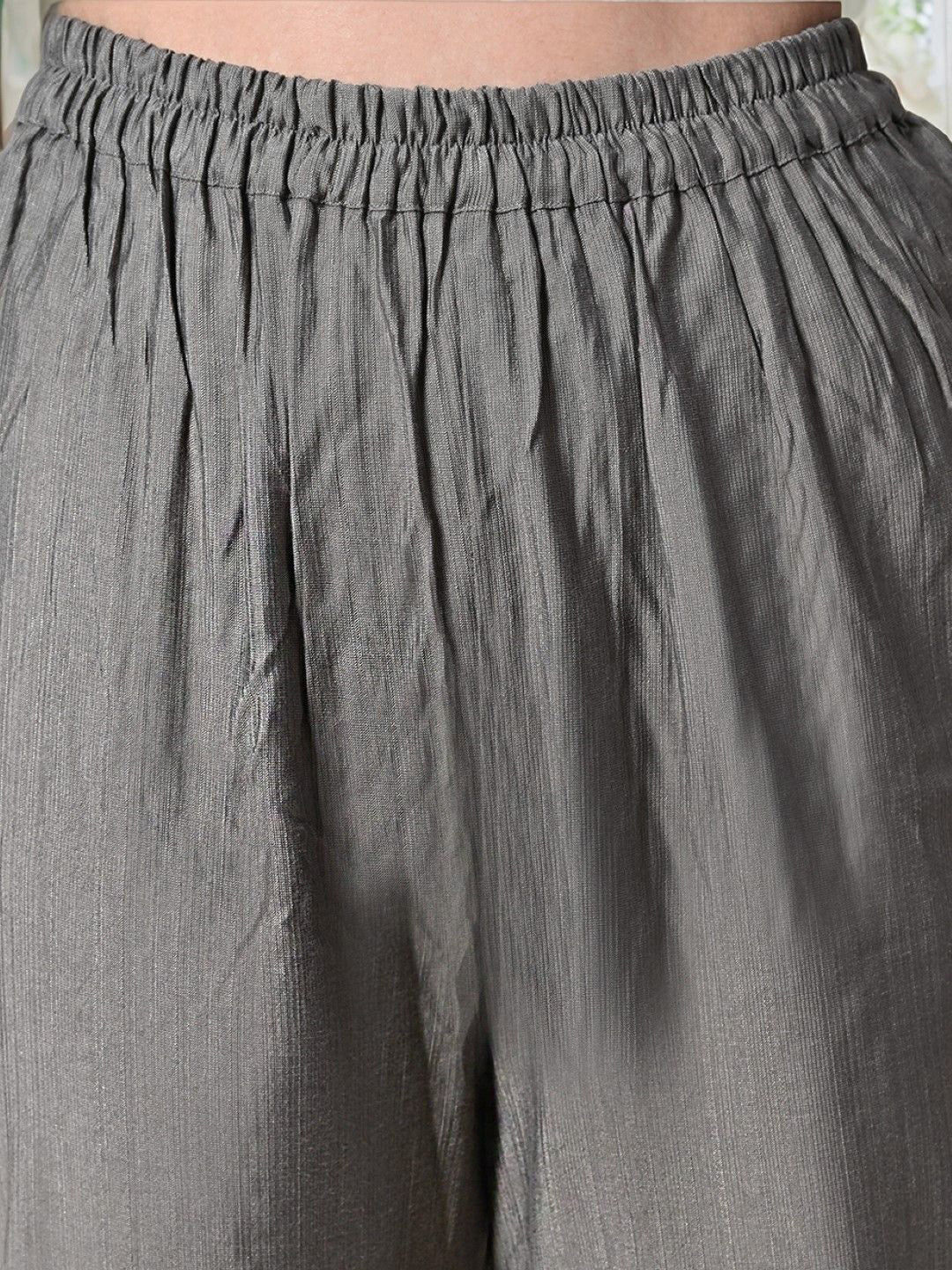 V-Neck A-Line Kurta With Dhoti Pants & Dupatta