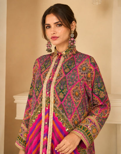 Saar Rose Full Work Designer Co-Ord Set Along With Bag