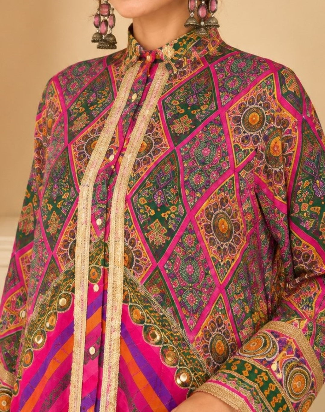 Saar Rose Full Work Designer Co-Ord Set Along With Bag