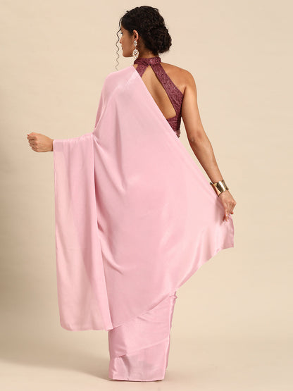 Dhiyona GR Women's Sabhya Flesh Pink Satin Saree