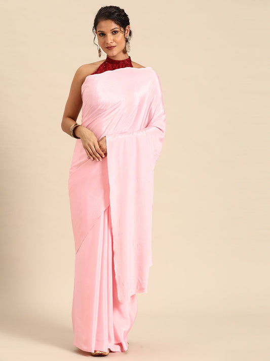 Dhiyona GR Women's Sabhya Bubblegum Pink Satin Saree