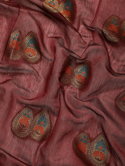 Dhiyona GR Women's Sagarika Vintage Maroon Cotton Blend Saree