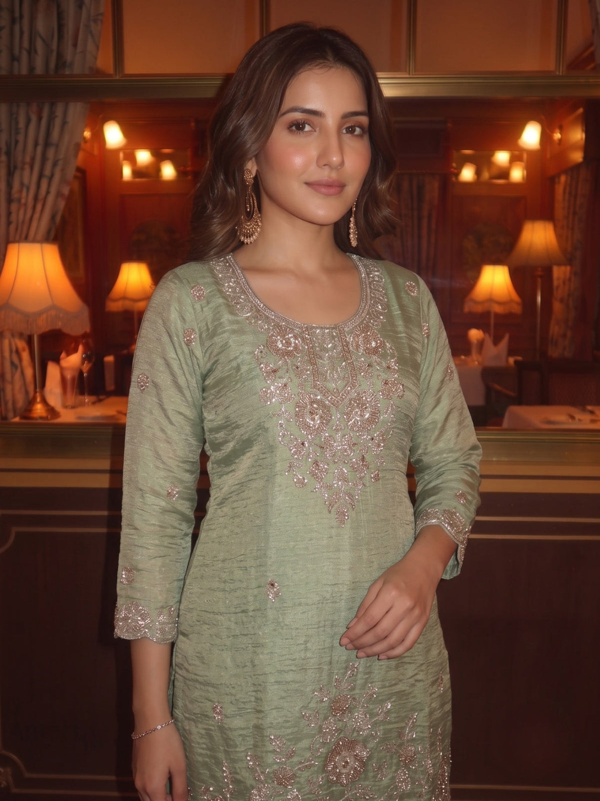 Salvi Moss Handwork Farshi Suit Set