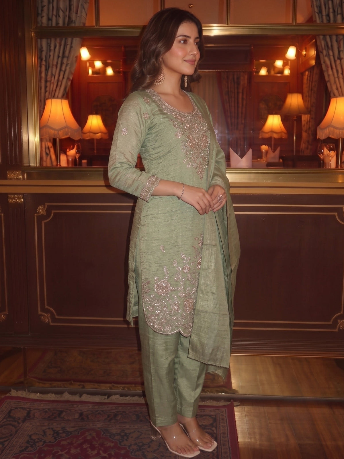 Salvi Moss Handwork Farshi Suit Set
