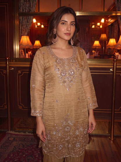Salvi Russet Full Handwork Farshi Suit Set