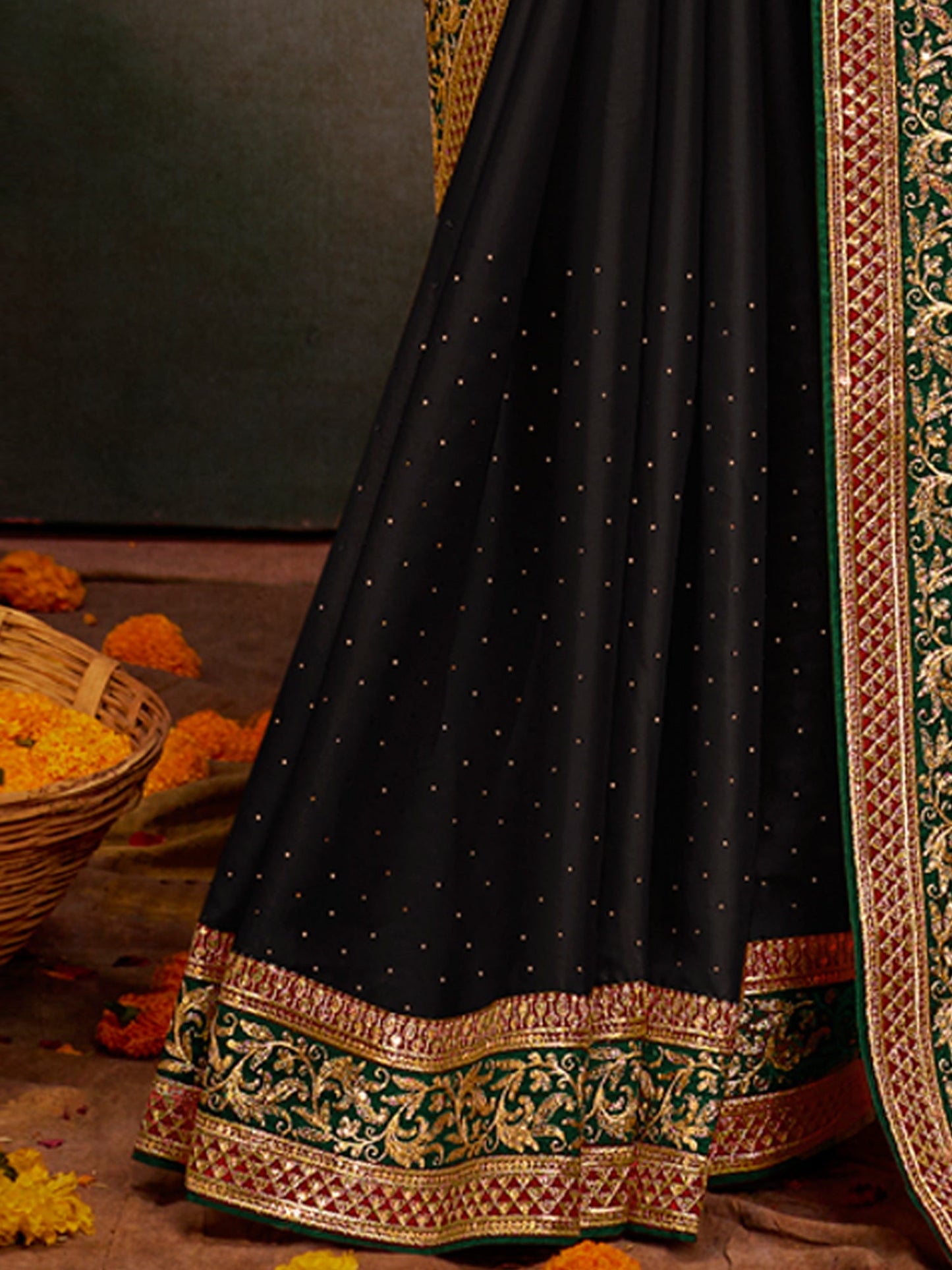 Women's Satin Silk Maroon Embroidered Designer Saree With Blouse Piece