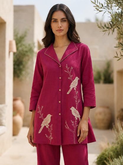 Sargi Cherry Embroidery Cotton Co-Ord Set