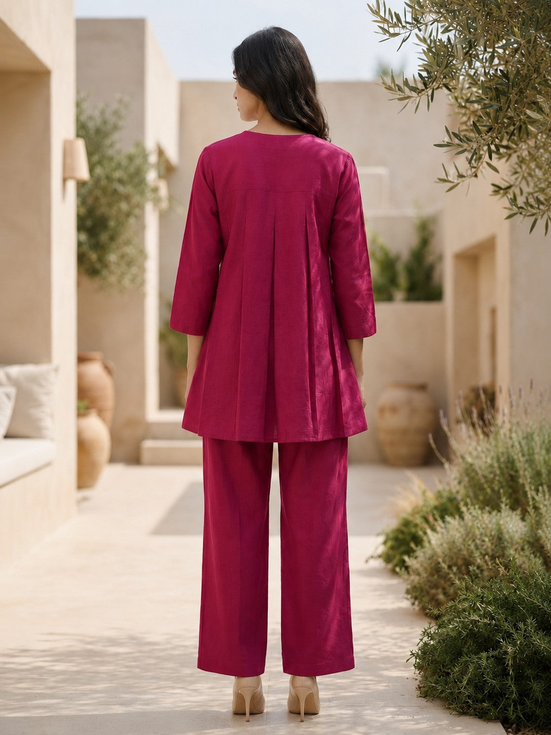 Sargi Cherry Embroidery Cotton Co-Ord Set