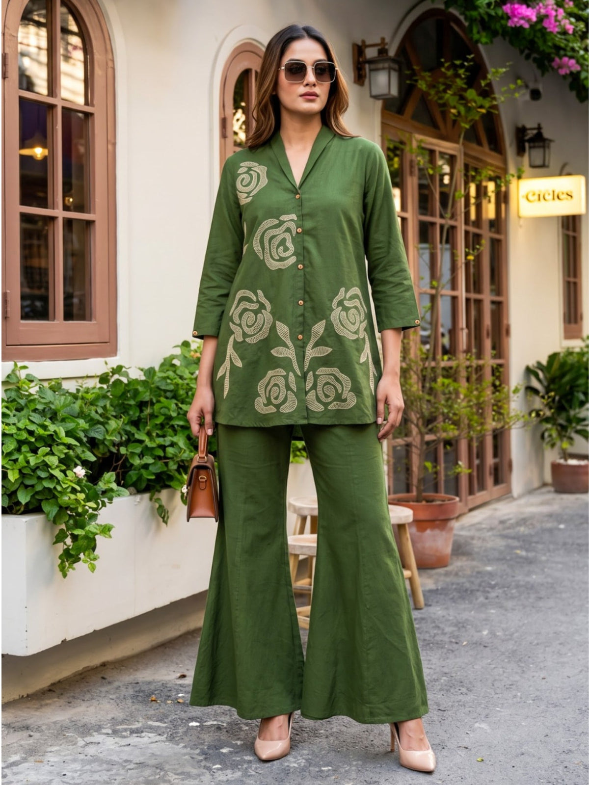 Sargi Forest Embroidery Cotton Co-Ord Set