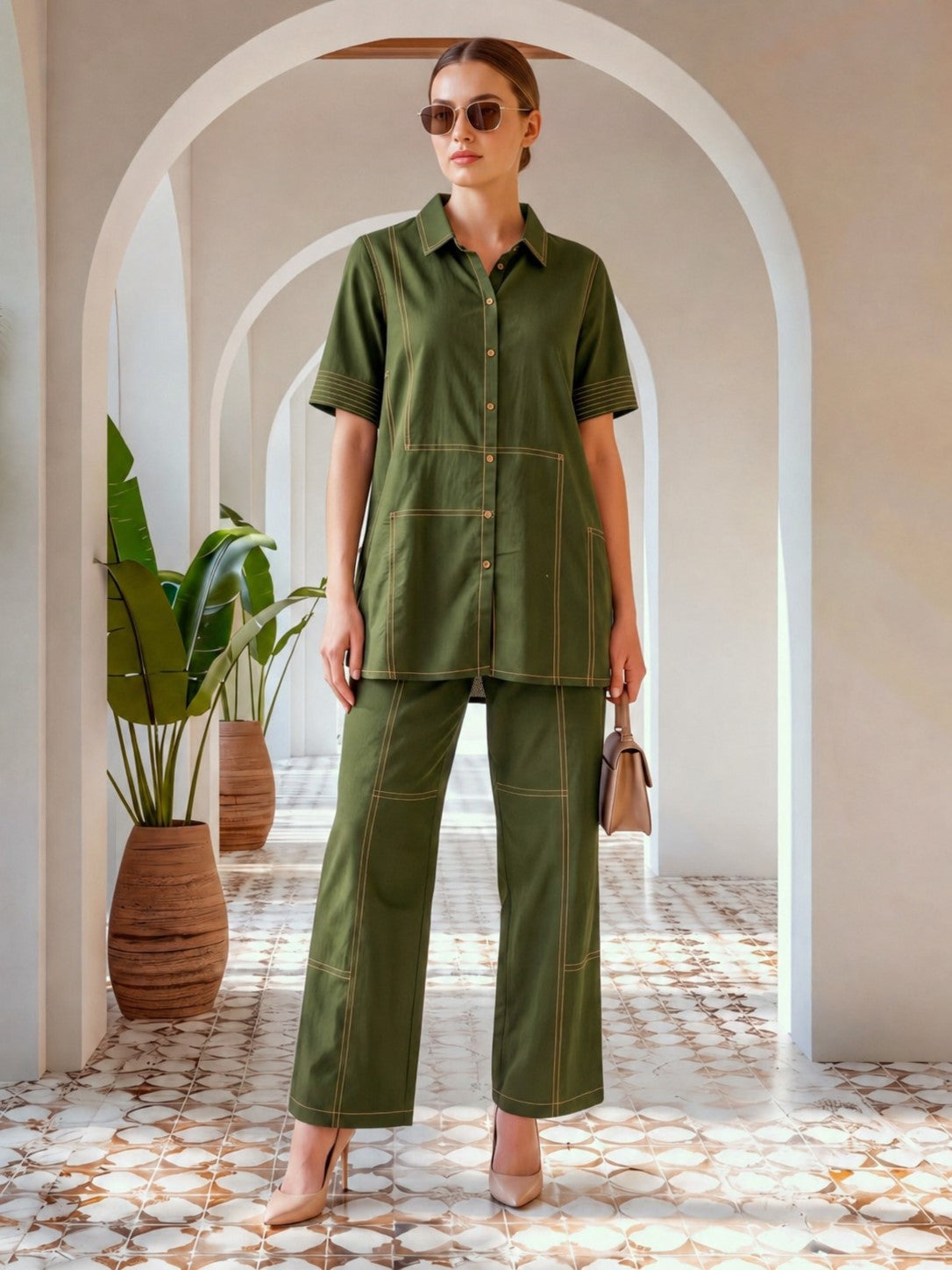 Sargi Pean Embroidery Cotton Co-Ord Set