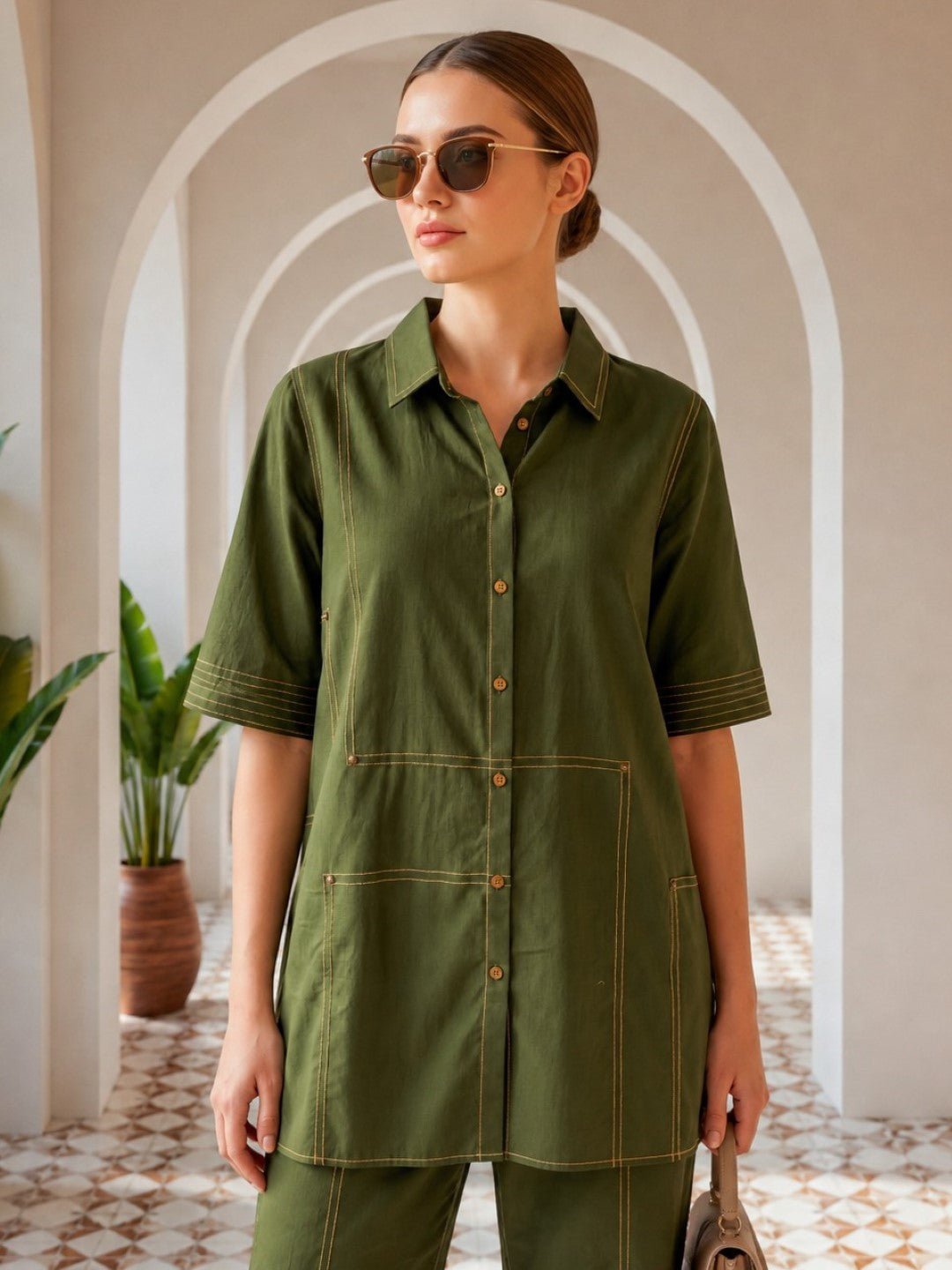 Sargi Pean Embroidery Cotton Co-Ord Set