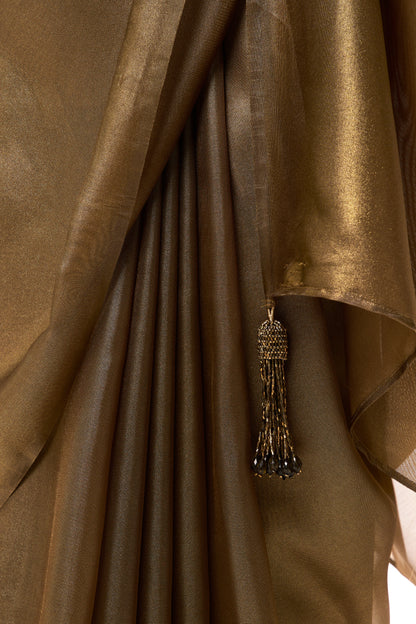 Dhiyona ST Bronze Foil Organza Saree with Embroidered Blouse Fabric