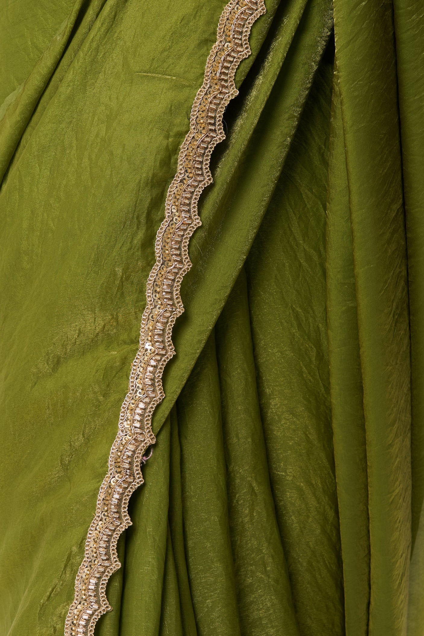 Dhiyona ST With Readymade Blouse - High on Henna Metallic Satin Saree with Yellow Sequin Readymade Blouse