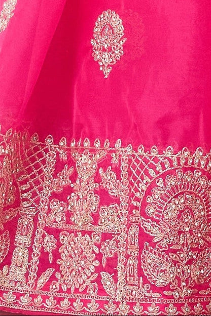 Dhiyona ST Pink Ombre Chiffon Saree with Embroidered Border and Blouse Fabric